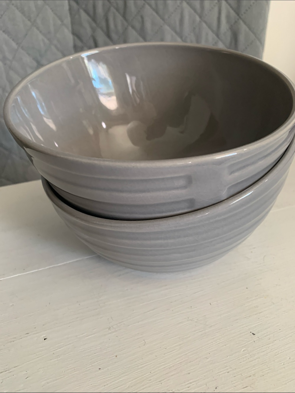 #550 IKEA Gray Glazed Ceramic Bowls - Set of 2
